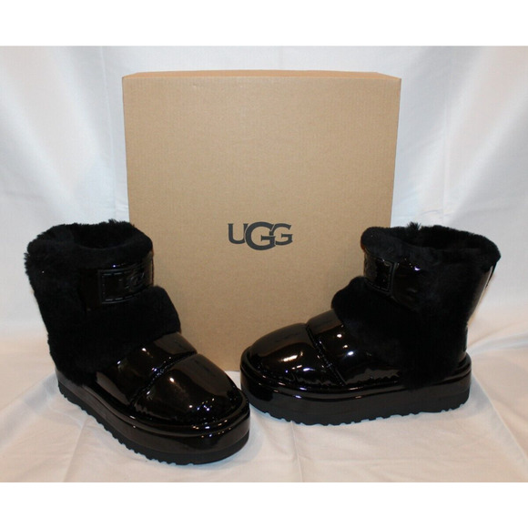 UGG CLASSIC CHILLAPEAK SHINE BLACK SPILL SEAM PLATFORM BOOTS - Picture 5 of 10